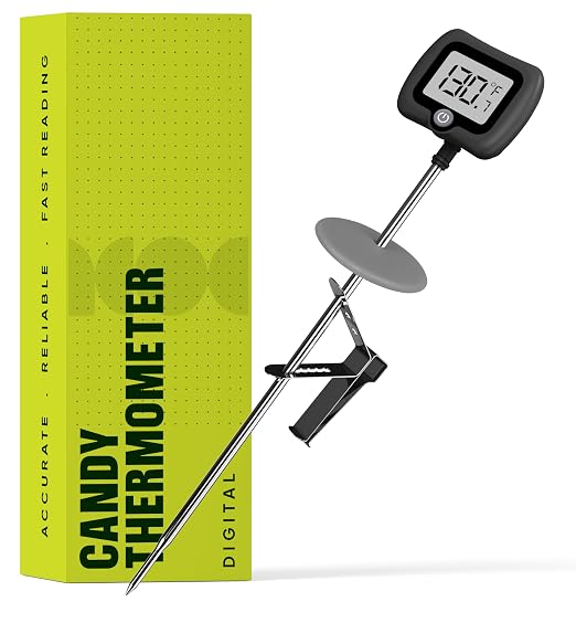Digital Candy Thermometer with Pot Clip, 10" Long Stainless Steel Probe, Instant Read Kitchen Thermometer for Cooking, Baking, and Candy Making (Dark Gray)