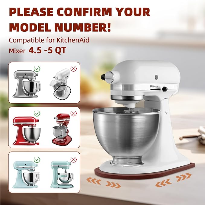 Mixer Slider Compatible with 4.5-5 QT Kitchen Aid Stand Mixers, Kitchen Countertop Storage Mover Sliding Caddy Mixer Slider Mat for Kitchen Aid Stand Mixer Accessories Attachment (Pine Wood - Brown)