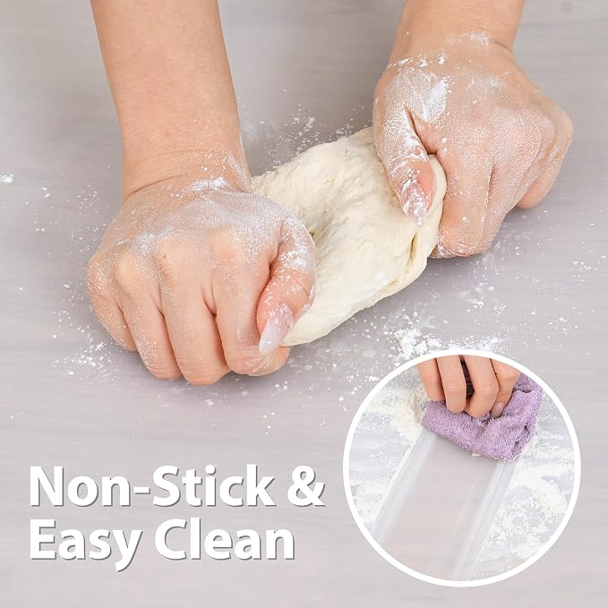Thick Silicone Counter Mat Large 23.4"by15.6", Heat Resistant Mat for Kitchen Table/Countertop Protector/Non Stick Pastry Baking Placemats, Silicone Pad for Crafts Kids Super Kitchen White Translucent