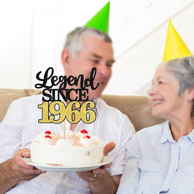1 PCS Legend Since 1965 Cake Topper Black Gold Glitter Sixty Happy 60th Birthday Cake Pick Cheers to 60 Years Cake Decoration for 60th Birthday Wedding Anniversary Party Decorations Supplies