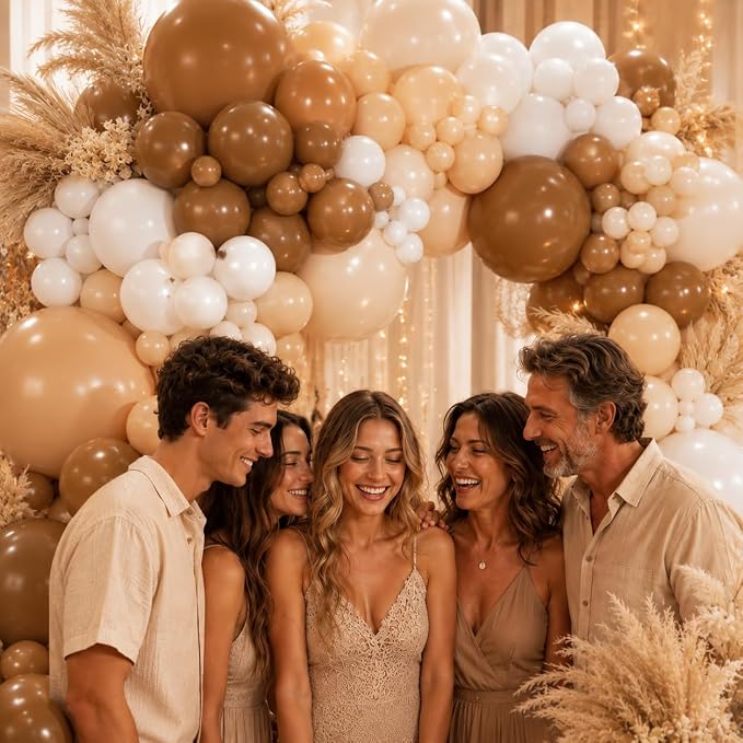 450Pcs Netural Balloons Garland Arch Kit - 18 12 10 5 Inch Different Sizes Brown Latex Balloon for Birthday, Anniversary, Bridal Shower, Baby Shower, Wedding, Boho, Teddy Party Decorations