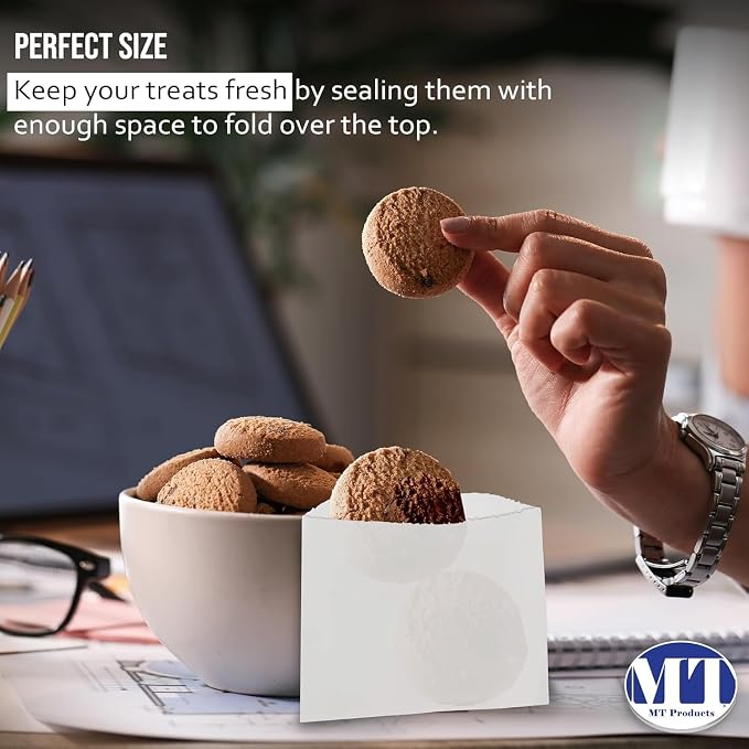 MT Products White Wax Cookie Bags 6" x 4.5" - Grease Resistant Paper Bakery Bags - Pack of 450