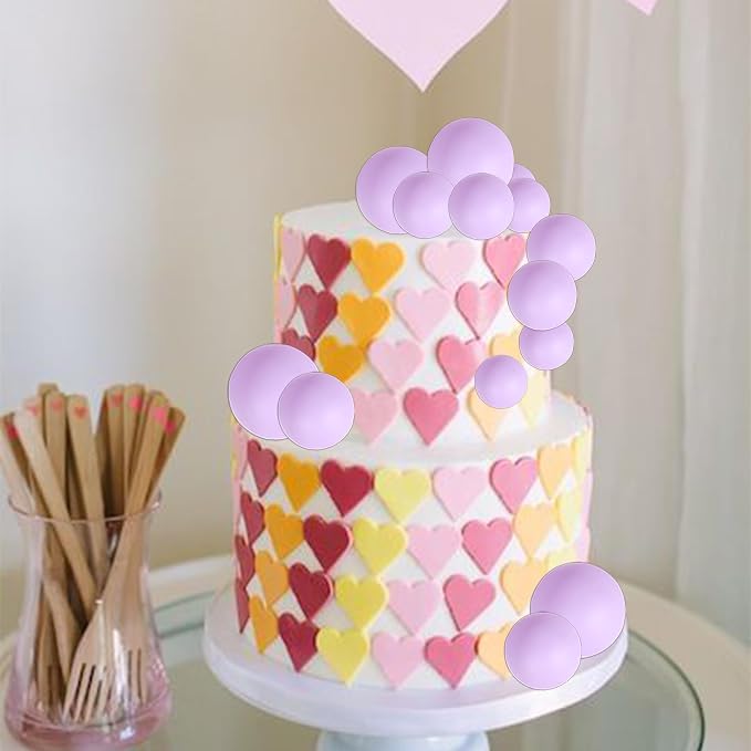 24 PCS Balls Cake Toppers Ball Cake Picks Foam Ball Shaped Cupcake Toppers Mini Balloons Baby Shower Cake Decorations for Wedding Enaggement Bridal Shower Birthday Party Supplies Light Purple