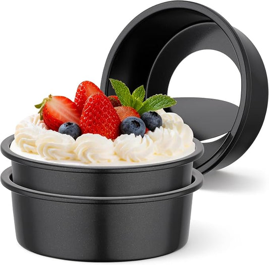 Beasea Round Cake Pan, 3 Pack 6 Inch Carbon Steel Cake Pan with Removable Bottom, Non Stick Cheesecake Mold Metal Tin for Oven Baking