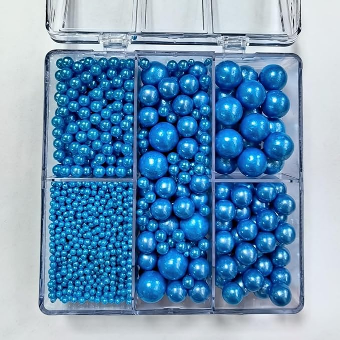 HeDeon&Rles Blue Pearls Sprinkles for Baking Decorating 90g/3.17oz 4 Size Mix Edible Preals for Cake Cupcake Pancake Icing Decoration Independence Day Halloween Supplies