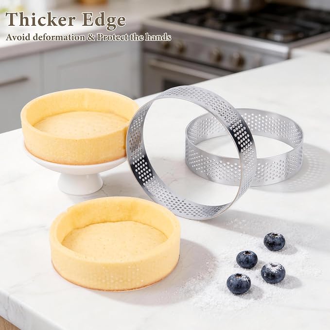 16 Pack Tart Rings,Stainless Steel 3.15 Inch Cookie Rings For Baking Small Pastry Rings Mousse Cake ring Heat-Resistant Crumpet Ring for Cooking Dessert