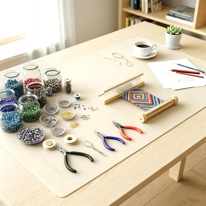 Extra Large Silicone Mat for Kitchen Counter 36" x 24" Silicone Table Mat for Resin Workbench Heat Resistant Mat Coffee Bar Mat,Beige