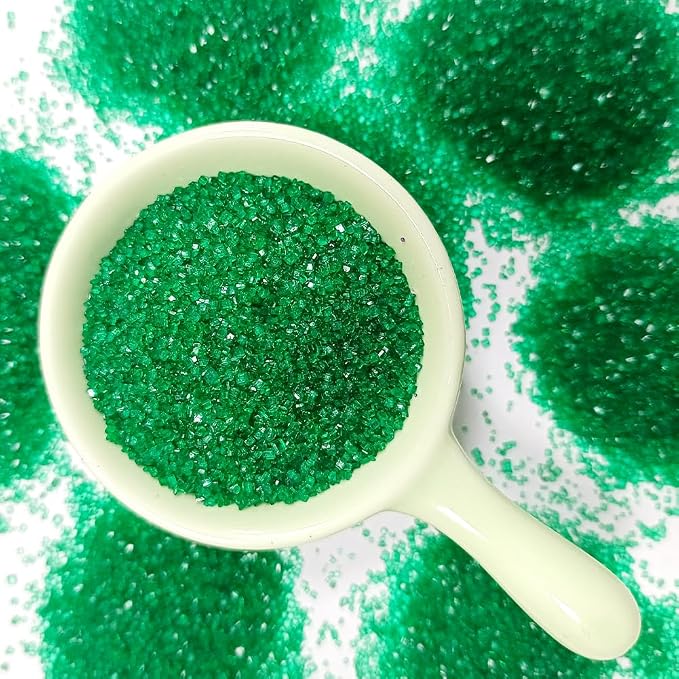 Edible Green Sanding Sugar Sprinkles 142g/ 5.01oz Sugar Crystals for cake decorating Candy Baking Decorations Ice Cream Toppings and Cookie Decorating for Valentines Halloween Christmas