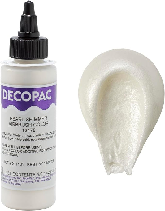 DecoPac Premium Airbrush Color, Pearl Shimmer, Edible Airbrush Paint for Decorating Cakes, Cupcakes, and Cookies, Food Coloring, 4oz