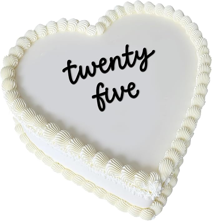 Twenty Five Cake Topper, 25th Birthday Cake Decoration for Women, Cute Script Acrylic Flat Cake Topper, Aesthetic Heart Cake Decor for Birthday Party (twenty five)