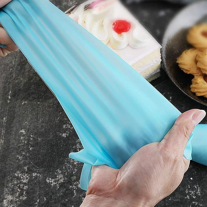 Joyeee Baking Piping Bags Reusable, 4 Pcs Cookie Chocolate Piping Bags 16 Inch 14 Inch 12 Inch 10 Inch, Thick Anti-Burst Pastry Bags for Cake, Hot Chocolate, Cupcake and Buttercream Frosting, Blue