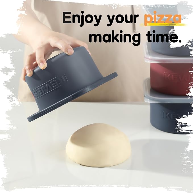 1000ml PLUS Individual Pizza Dough Proofing Containers with Airtight Lids – Food Grade Silicone, Freezer/Dishwasher Safe –Neapolitan Dough Rising & Fermentation – 2 Pack – 2 Pack (Blueberry)