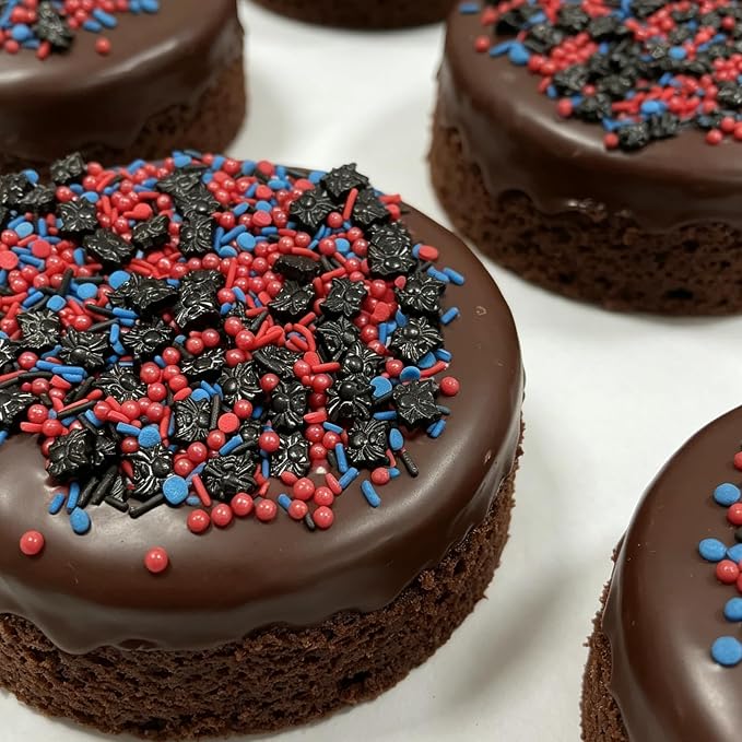 Spider Sprinkles Edible Red And Blue Jimmies Pearls Mix Themed Birthday Sprinkles for Cake Decorating Baking Cake Cookie Cupcake Birthday,Children's Party Supplies