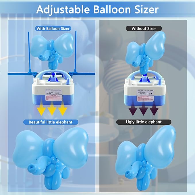 Balloon Pump Electric,110V 600W Balloon Blower Inflator Dual Nozzle Air Pump Balloons Inflator for Decoration, Party, Sport,Gifts:2 Balloon Tying Tools
