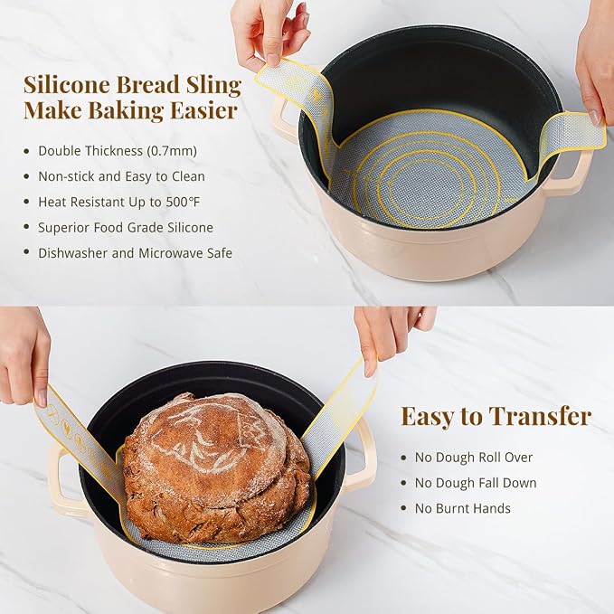 BAVIFY Sourdough Starter Kit, Banneton Bread Proofing Baskets Set, Sourdough Bread Baking Supplies Making Tools with Dough Scraper, Whisk, Bread Lame, Recipe, 2 Round Gift Set