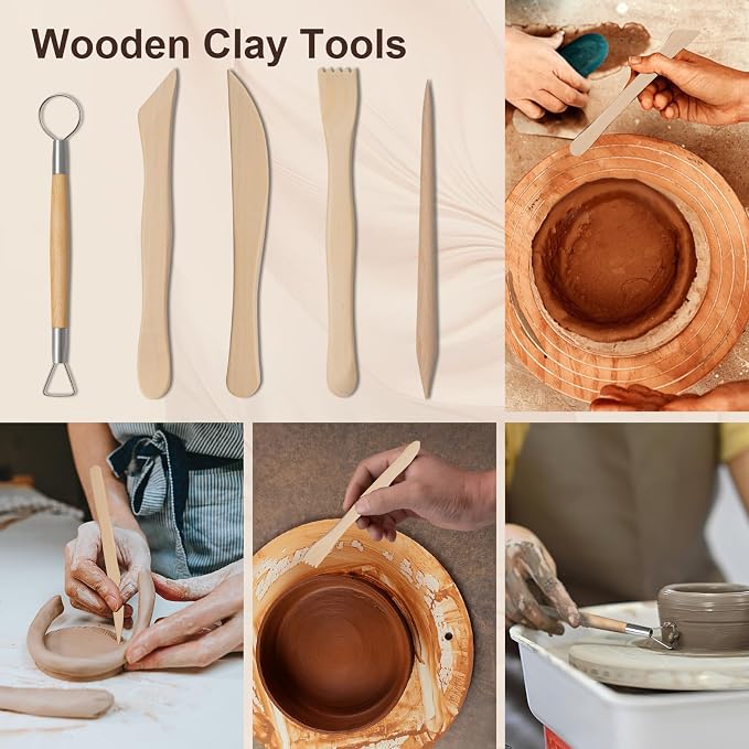 Amrules Pottery Tools, 38 PCS Polymer Clay Sculpting Tools Set, Ceramic Kit for Beginner, Adults, Pottery Craft, Carving, Drawing, Molding, Modeling, Shaping