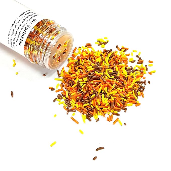 Homipooty Yellow Orange and Brown Soft Jimmies Sprinkles Edible Thanksgiving Autumn Fall Sprinkles Candy Jimmies Sprinkles for Cake Decorating 78g/2.75oz Cookie Cupcake Topper Ice Cream