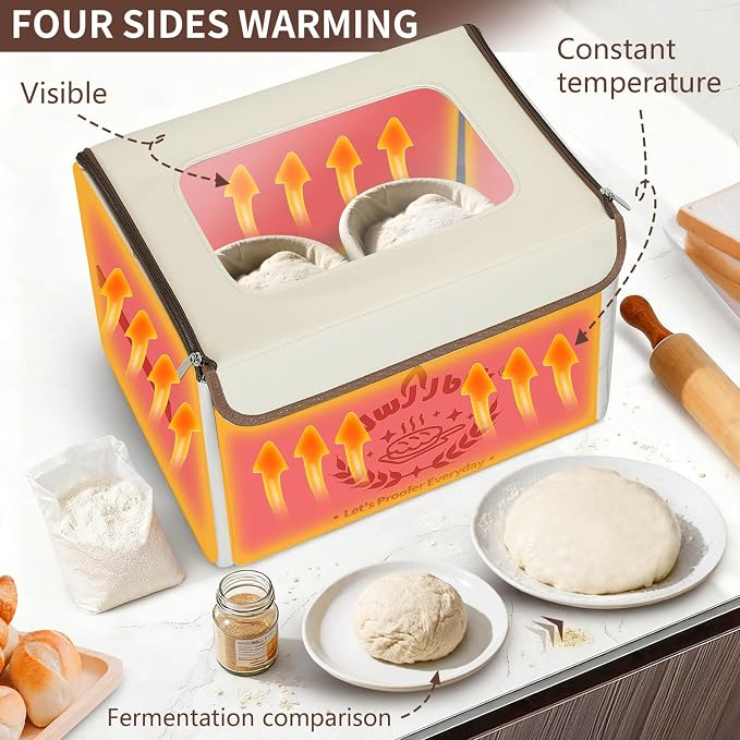 Wwyybfk Bread Proofing Box with Temperature Control, Foldable Dough Fermentation Box for Sourdough, Pizza Dough & Home Baking, Keeps Dough Warm in Cold Kitchens
