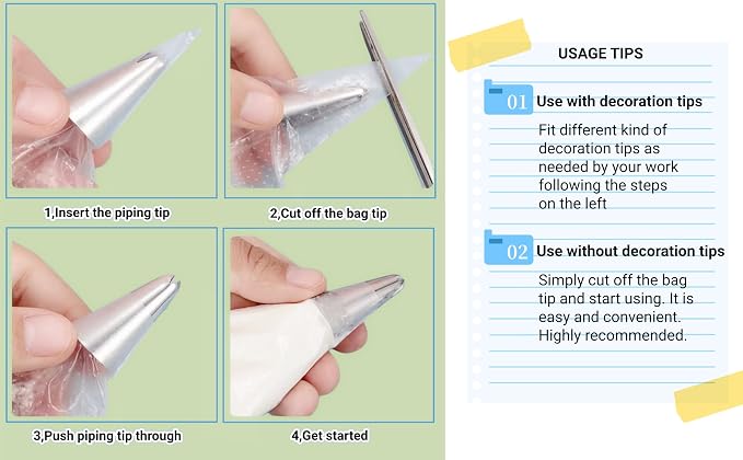 19 Inch Extra Large Piping Bags 100 Pack - Disposable Pastry Bags - Thick Anti-Burst Pastry Icing Frosting Piping Bags For Decorating Cupcakes Cakes Cookies (Extra Large 19 Inch-100 Pack)