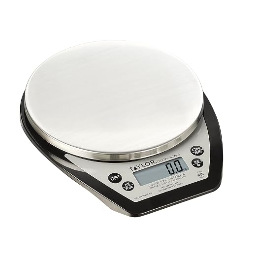 Taylor 1020NFS Compact Digital Scale, Multi-Functional Food Scale for Precise Weight Measuring and Portion Control, Tare Function, NSF, Stainless Steel Platform