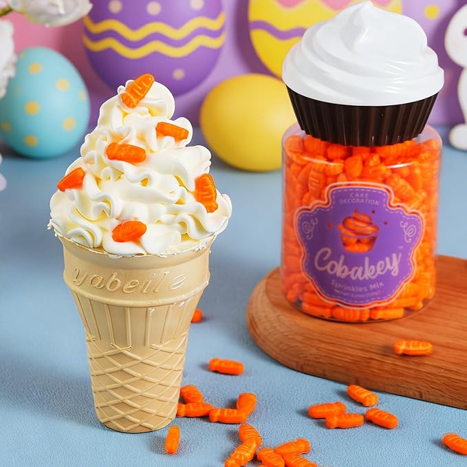 Carrot Sprinkles for Cake Decorating 4.2 oz Edible Easter Spring Sprinkles for Cupcake Topper Cookie Chocolate Ice cream Decorations Baking Bunny Cookies & Garden Theme Party Desserts