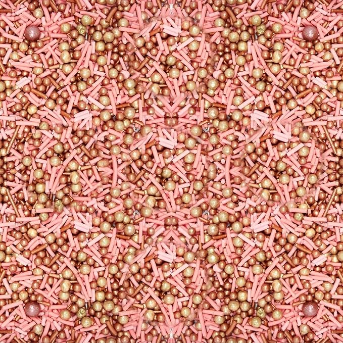 ConfectPink and Gold Edible Sprinkle Mix, Metallic Cake Decorations, Cupcake Toppers, Baking Toppings for Birthday, Wedding, Party Cakes | Vegan, Gluten-Free, Nut-Free, Soy-Free, Dairy-Free, Palm Oil-Free- 4.2 Oz