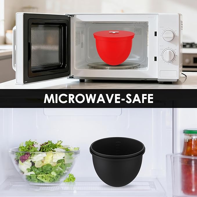Silicone Bowl Liner with Lid for KitchenAid 5-Qt Tilt-Head Bowls Only, 2mm Extra-Thick Premium Silicone, Built-In Air Vent for Dough Proofing, Dishwasher Safe, BPA-Free