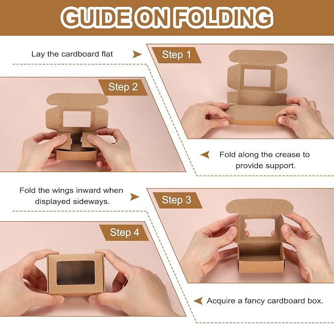 uxcell 60Pcs Kraft Soap Boxes, 3 x 3 x 1.2Inch Mini Kraft Treat Box with Clear Window for Candy Cookie Gift Party Festival Favor Treats Packaging (White)