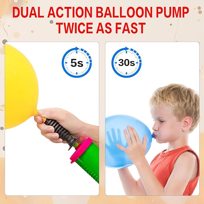 Balloon Pump Hand Held – Two Way Dual Action Inflator Air Pump for Balloons