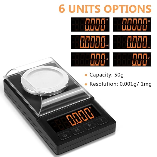 Fuzion Digital Milligram Scale 50g/0.001g, Mg Scale 9-in-1 Kit | Includes Portable Carry Bag, 50g Calibration Weight, USB-C & Battery, Powder Scale for Capsule Filling, Supplement, Reloading