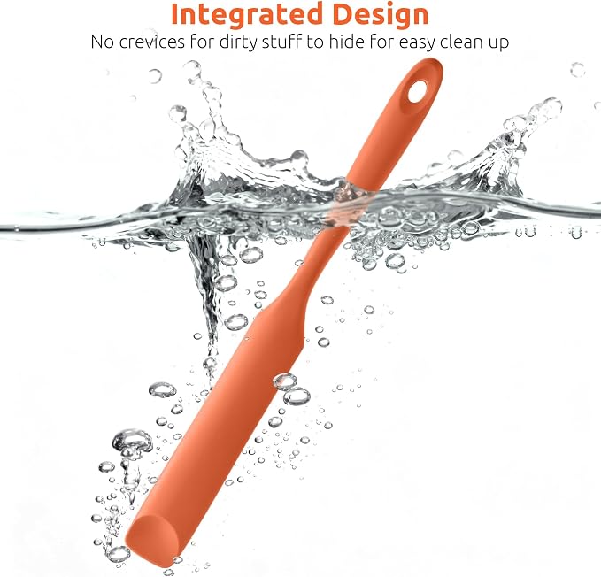 U-Taste Silicone Jar Spatula for Sourdough Starter: Long Skinny Food-Grade Jam Spreader, Sturdy Stirring Stick Bowl Scraper with Flexible Spoon Tip, Mixing Icing Tool, Peanut Butter Knife (Orange)