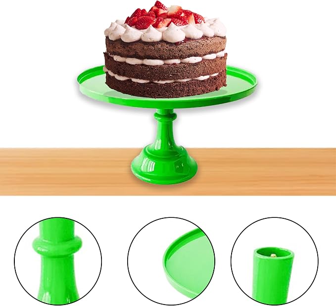 Sprinkles & Confetti 11" Green Melamine Cake Stand – Elegant Reusable Dessert Display for Weddings, Birthdays, Baby Showers & Brunches | Lightweight, Durable & Stylish Round Cake Plate for Parties