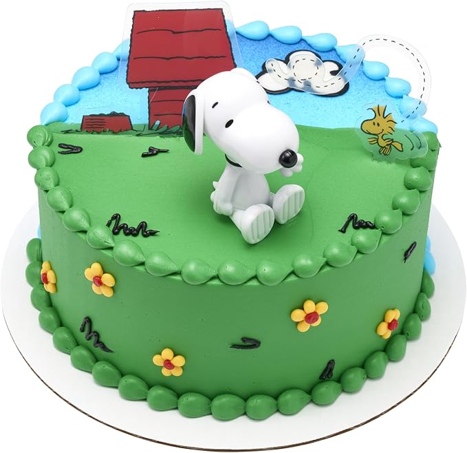 DecoSet® Peanuts® Snoopy® and Woodstock® Cake Topper, 3-Piece Cake Decoration | For Birthday, Parties, Celebration