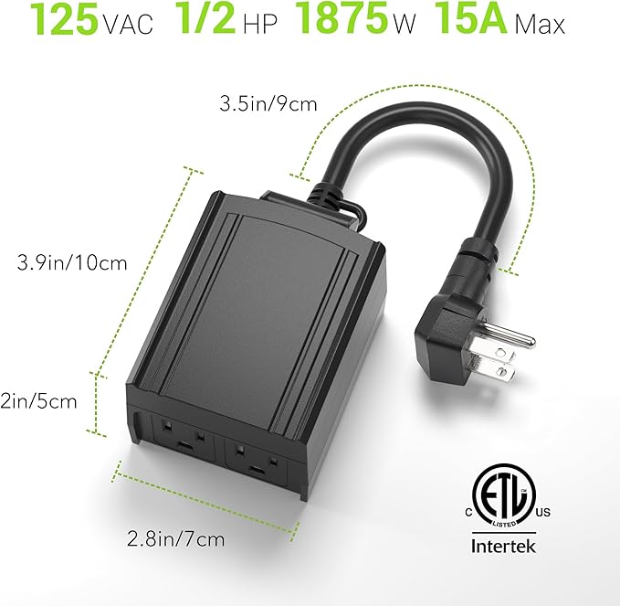BN-LINK 24 Hour Heavy Duty Mechanical Timer, Outdoor Timer Outlet Waterproof with 30 Minutes Intervals, 2 Grounded Outlets for Christmas Lights Pool Pump,15A 1/2HP, ETL Listed（4 Pack）