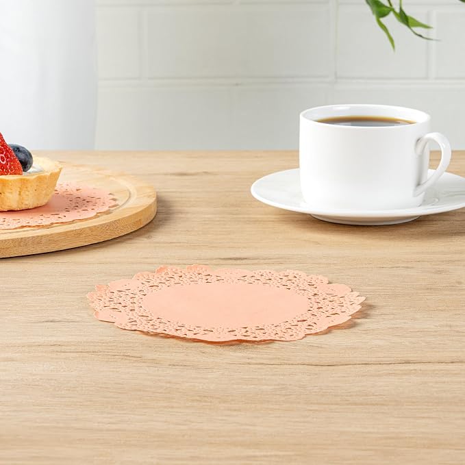 Restaurantware Paper Doilies 4000 Count 6 Inch Coral Lace Disposable Placemats for Catering Round Decorative Table Setting Doilies for Desserts