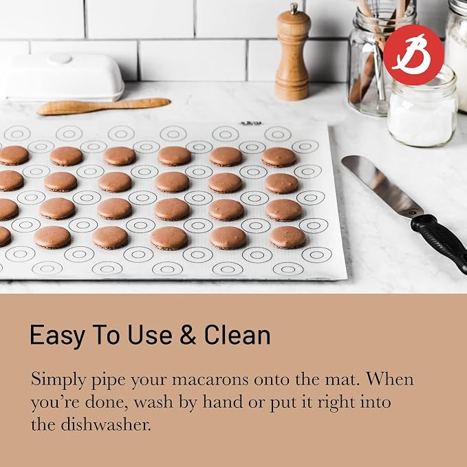 de Buyer Macaron Silicone Baking Mat - 15.75” x 11.75” - Perfect for Macarons & Cookies - Nonstick & Easy to Clean
