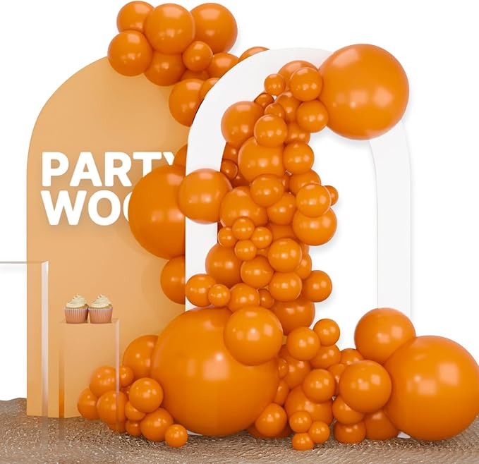 PartyWoo Burnt Orange Balloons 100pcs Different Sizes of 36 18 12 10 5 Inch Terracotta Rust Fall Color Autumn Boho Balloon Arch Kit Garland for Thanksgiving Halloween Fall Party Decorations Orange-F53