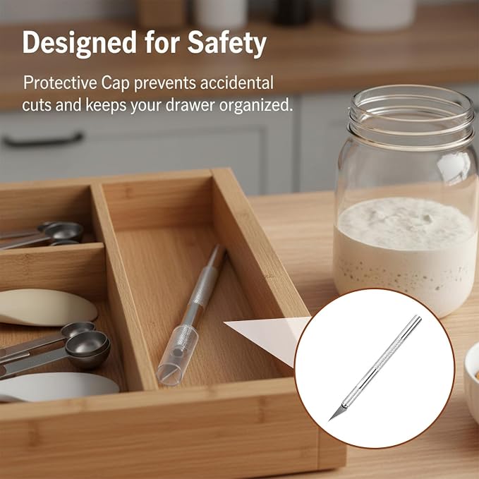 Premium Bread Lame Kit, Professional Sourdough Scoring Tool with 21 Replaceable Blades, 2 Finger Sleeves, Safety Cover Stainless Steel Dough Scoring Knife for Home Baking, Handmade Bread Making