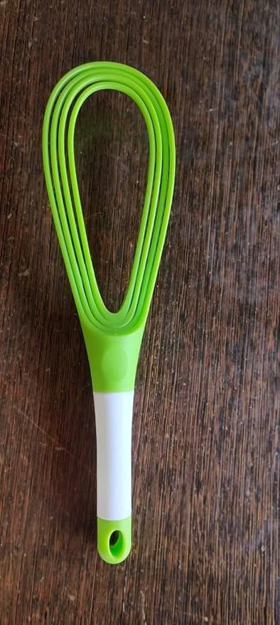 Twisk Whisk - Twisting Whisk - Folds flat 2-in-1 Balloon or Flat whisk 100% silicone construction Dish Washer Safe Balloon and Flat whisk in one package. Egg Beater for whisking eggs or baking.