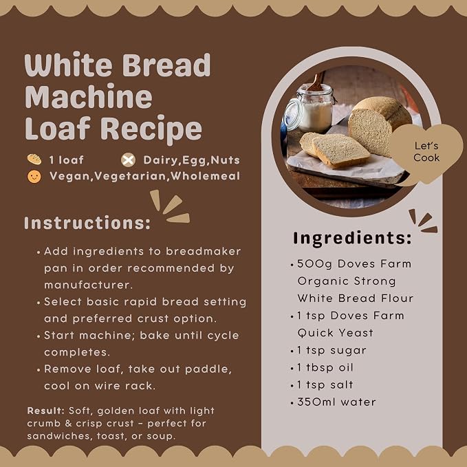 Doves Farm Organic Strong White Bread Flour 3.3 lb / 1.5 kg (Pack of 2) - High Protein British Baking Flour for Bread, Rolls and Sourdoughs | Kosher Certified & Vegan Friendly | Authentic UK Import
