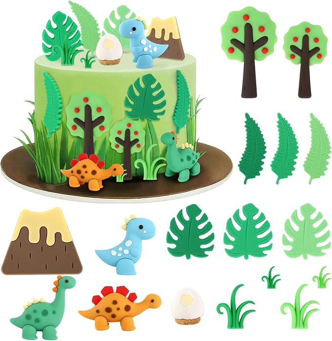 Dinosaur Cake Decorations 17PCS Dinosaur Cake Toppers for Dino Themed Party Decoration Birthday Party Decorations
