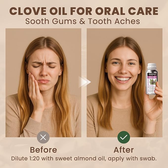 HIQILI Clove Essential Oil Large Capacity for Skin Care and Aromatherapy | Suitable for Home Use, Hotel, Beauty Salon, SPA, Oral Care, DIY Studio – 500ml / 16 fl oz