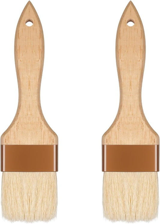 2 Pcs 2 inch Pastry Brush Bristle Basting Brushes Cooking Baking BBQ Oil Brush Food Brushes for Cooking Butter Oil Egg Marinade Grilling Durable Kitchen Marinade Butter Culinary Utensil