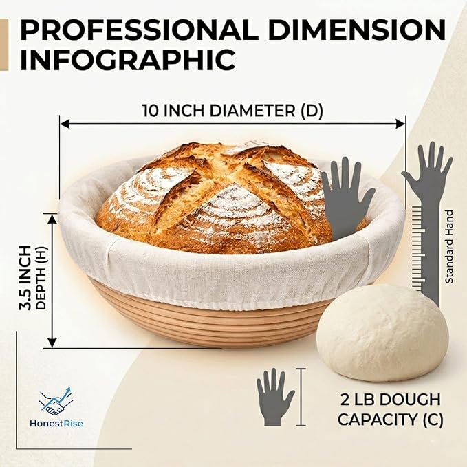 Sourdough Starter Kit with 9 Inch Round Banneton Proofing Basket & Starter Jar, Natural Rattan Bread Proofing Basket Set for Homemade Artisan Bread, Beginner Bread Making Supplies, Gift for Bakers