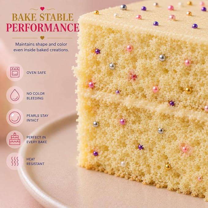 Confect Pearl Sprinkles | Sprinkles for Cakes & Cupcakes Decoration | Assorted pack of 5 Royal Unicorn | Mix Sliver, Baby Pink, Purple, White & Golden Dragees | Vegan, Gluten-Free, Nut-Free, Soy-Free, Dairy-Free, Palm Oil-Free, No Artificial Dyes - 5 Oz