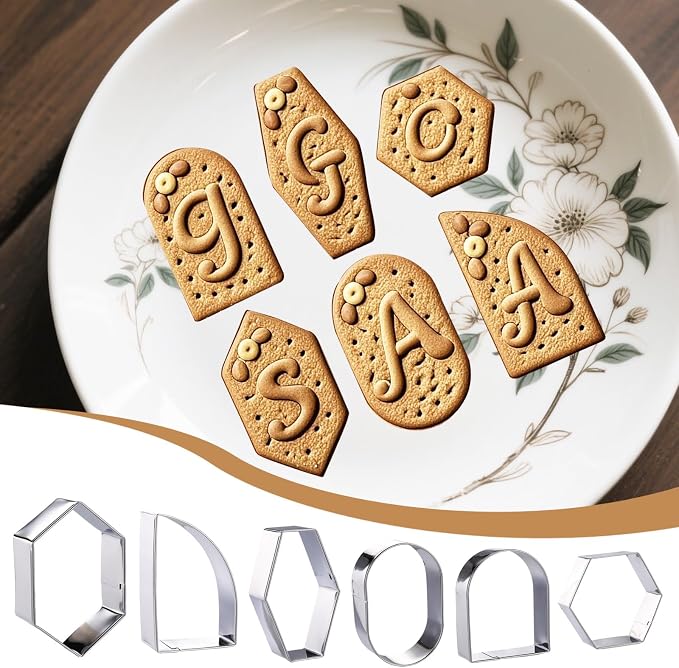 6pcs Geometric Plaque Cookie Cutter, 6 Styles Plaque Biscuit DIY Baking Cookie Cutter Shape Set Kitchen Utensil for Making Biscuit Bread Dough Dessert Mold