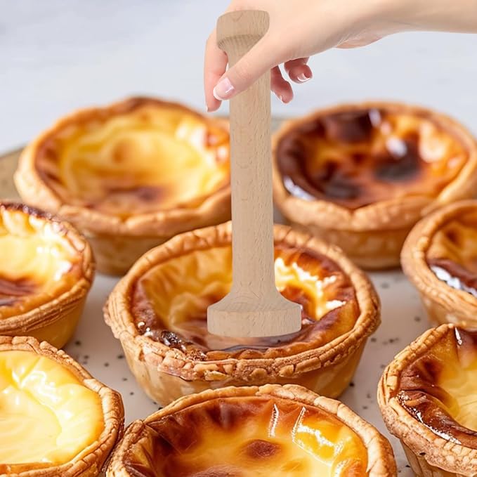 Wooden Tart Tamper,Double Side Pastry Dough Egg Tarts Pastry Tools DIY Cake Pastry Tools for Making Egg Tart, Pasta, Cheesecakes Dessert Kitchen Baking Tools (Model 2)