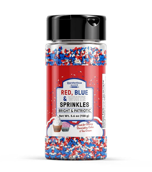 Unpretentious Red, White & Blue Sprinkles (1 Cup), Patriotic Jimmies, Decorative Dessert Topping
