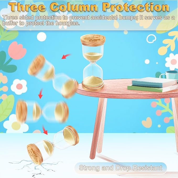 CNCJ 5 Minute Hourglass Sand Timer, Wooden Small Gold Hourglass Sand Clock Watch Sandglass 5 Min for Desk Kitchen Game Classroom Office Decoration