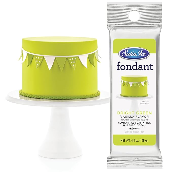 Satin Ice Fondant for Cake Decorating, Bright Green (4.4 Ounce)